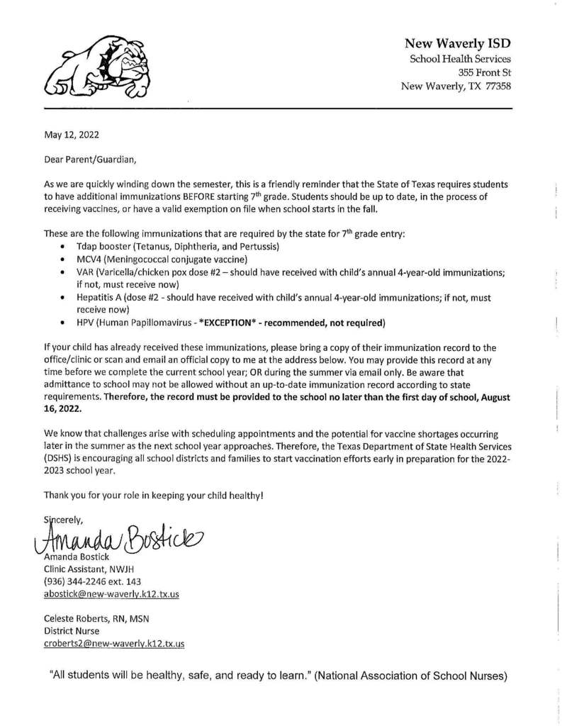 6th grade EOY letter May 2022